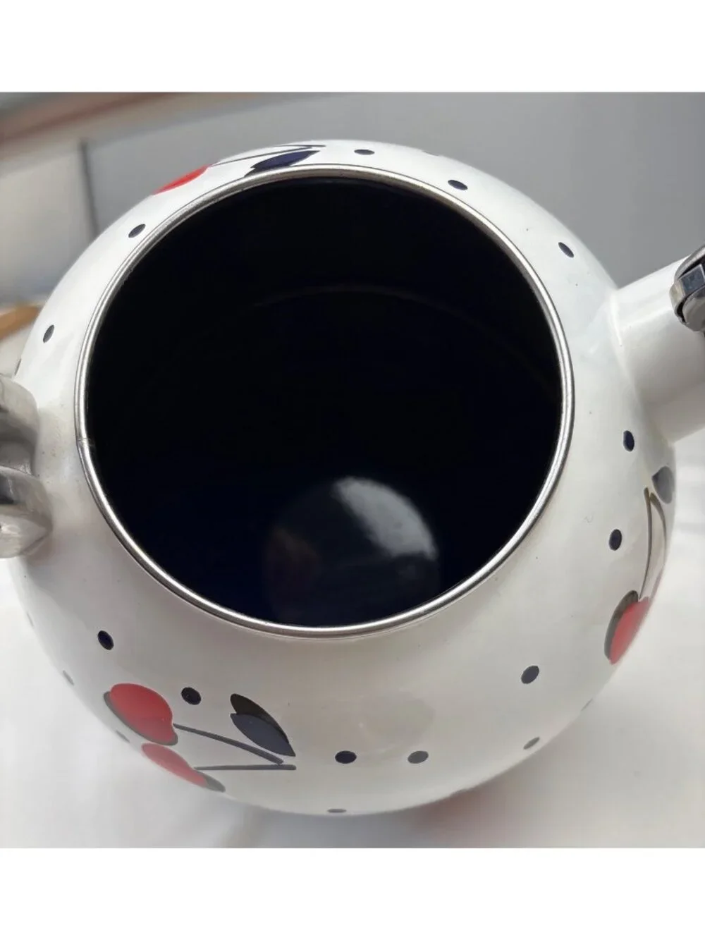 Kate Spade New York Lenox Cherry Dot Teapot Stainless Steel Handle Whimsical